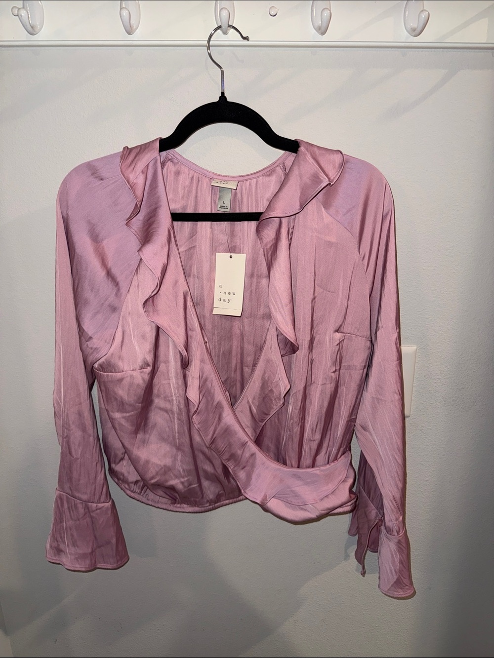 a new day Ruffle Wrap Blouse L